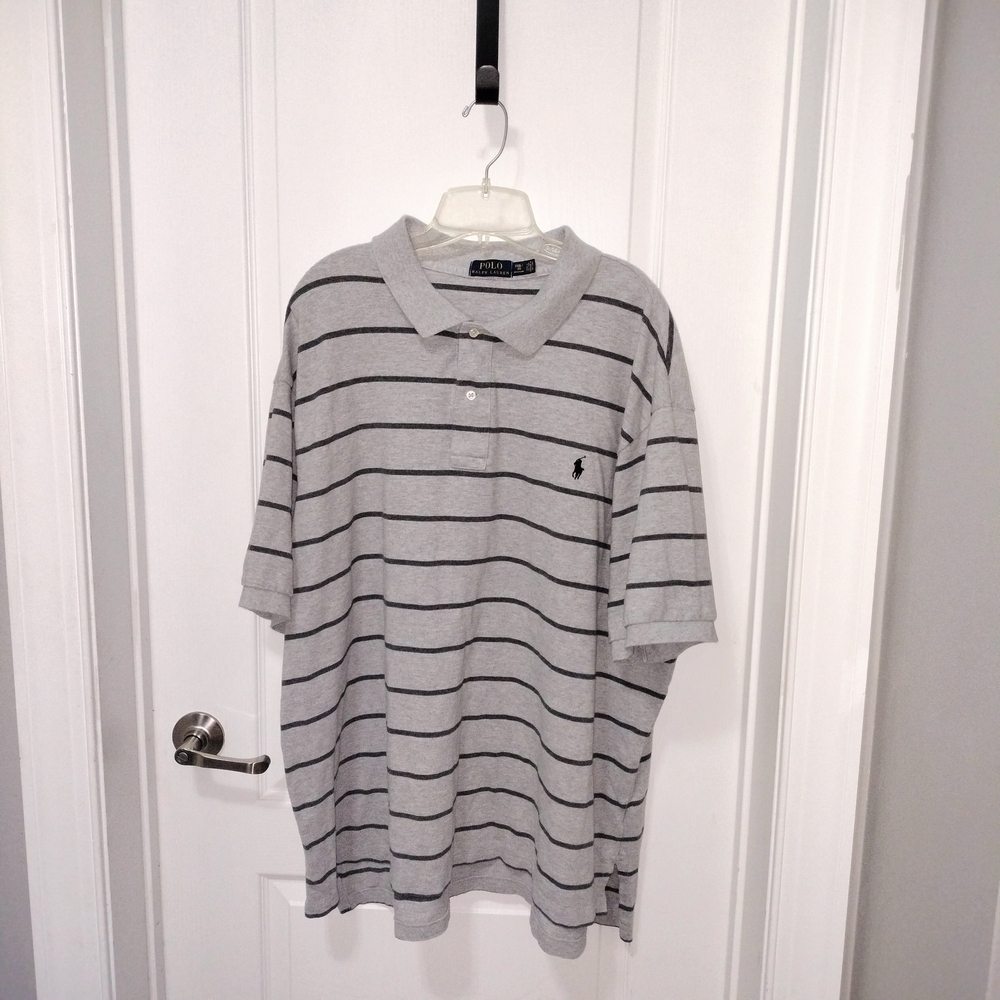 Ralph Lauren Polo Shirt in Gray with Black Stripes